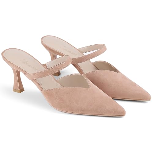 Image of USIMAD Women's Mesh High Heel Mules Pointy Toe Pumps Memory Foam Insole