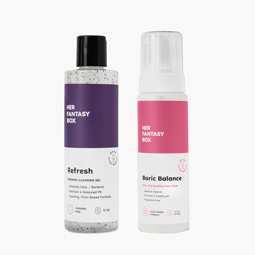 Her Fantasy Box | Refreshing pH Duo | Boric Balance Yoni Foam Wash & Refresh Shower Gel – Gentle, pH-Balancing Feminine Hygiene Set for Daily Freshness, Odor Control & Skin Nourishment