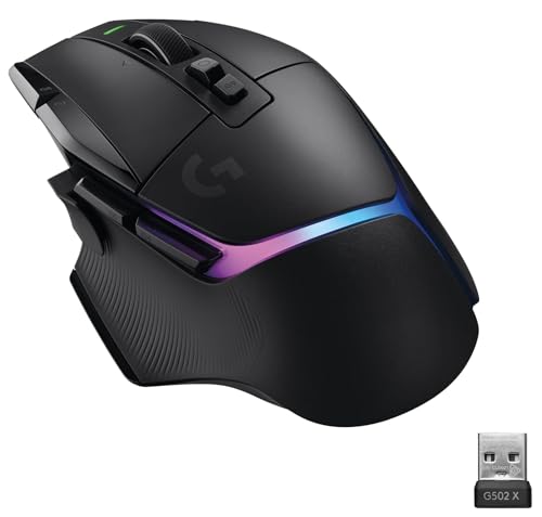 Logitech G G502 X PLUS LIGHTSPEED Wireless RGB Mouse for Gaming - Optical Mouse with LIGHTFORCE Hybrid Breaker , LIGHTSYNC RGB, HERO 25K Gaming Sensor, Compatible with PC - MacOS/Windows - Black