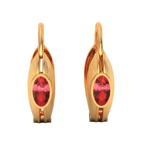 p.c. chandra jewellers Womens 22KT (916) Yellow Gold Circular Hanging Earrings Set In With A Stunning Red Stone - 2.1 Grams-picture-10