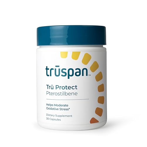 TruSpan Tru Protect Pterostilbene Capsules, Cellular Health and Antioxidant Support, 250 mg of Pterostilbene per Serving, 30 Servings