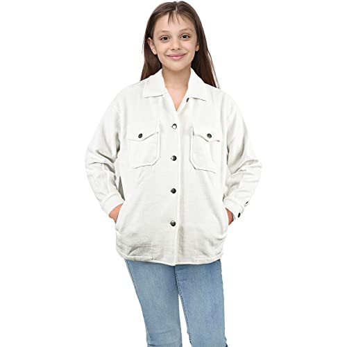Veste polaire fille élégante avec imprimé carreaux et col tunique tendance