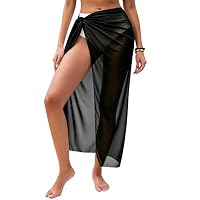 HORISUN Damen Sarong Strand Wrap Cover Up Leichter Gedruckt Badeanzug Bikini Pareo Bademode Kleid - Freie Größe Schwarz – Ansicht 1