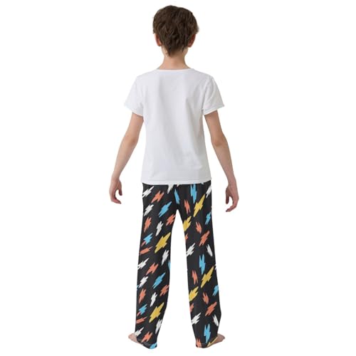 Boys' Pants Colorful Lightning Bolt Doodle Long Bottoms Jogger Pants Elastic Waist Trousers with Pockets S-XL3