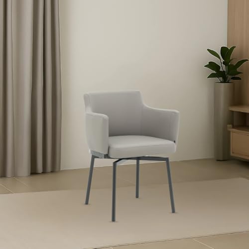 Royaloak Turin Italian Dining Chair | Contemporary Dining Table Chairs with 180° Swivel Reverse Mechanism | Integrated Armrests | Cushioned Seat & Back | Powder-Coated Legs | Refined Italian Style