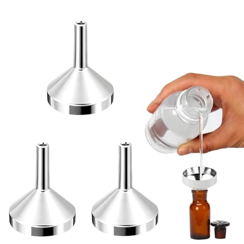 3PCS Small Funnel Set - Mini Metal Funnels - 2.5cm Mouth Diameter - Funnels for Filling Bottles - Liquids Powders Oils Perfume Containers