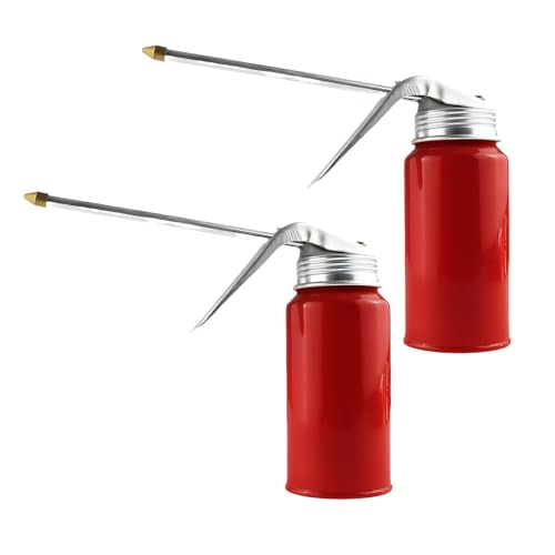 SWPHRT 2PCS Car Oil Can Pump Oiler, Metal Vehicle Manual Refueling Motor Oil Dispenser with Nozzle, Automotive Gas Spray Bottle Accessories, Universal for Auto Truck Motorcycles Applications