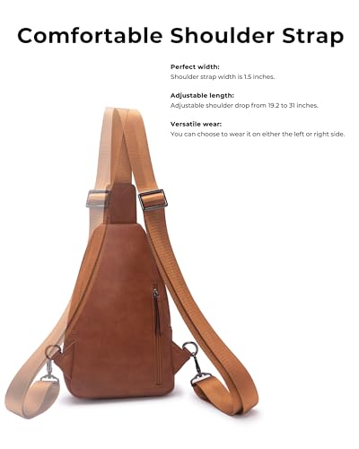 Image of Alldaily Large Sling Bag for Women Crossbody Purse Leather Fashionable Trendy Chest Bag for Travel, Fanny Pack (Brown)