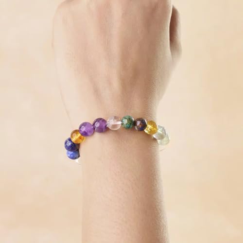 Image of Shubhanjali Crystal Elastic 8mm Stretch Customized Bracelet for Men and Women-(Standard,Multicolor)