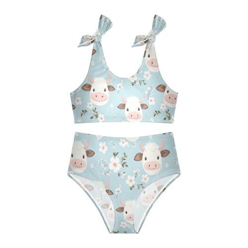Wusikd Cute Cow Face Girls Swimsuits Two Piece Cartoon Swimwear Bikini Set for for Girls Size 3T3