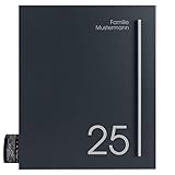 Briefkasten mit Zeitungsfach anthrazit MOCAVI Box 110Na, Postkasten mit Hausnummer und Name, modern, RAL 7016 matt, rostfrei, deutsche Qualität, groß, Din A4