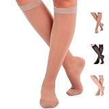 ABSOLUTE SUPPORT - Compression Stockings for Women 20-30mmHg - Sheer Graduated Support Knee High for Varicose Veins Circulation, Edema, Arthritis, Leg Pain - Nude, Medium - A205NU2