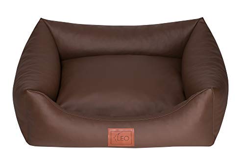 Leo4dog. Sofa Natalie. Hundebett, Kunstleder. Hundekissen. Hundesofa. 4 Größen (M 80x60 cm, Braun)