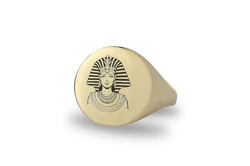 Bague Egypte Or 14k Cléopâtre, un bijou d'exception gravé pour femme unique
