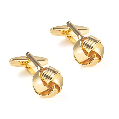 Gemelos para hombre, gemelos de camisa francesa, gemelos de metal dorado para negocios, bodas, 1.4x1.4cm, Metal