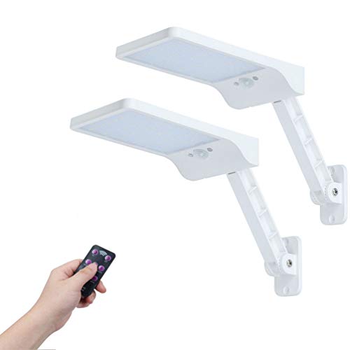 Lampadaire solaire d'extérieur 48 LED Blanc 5000 K Capteur crépuscule à l'aube Cover