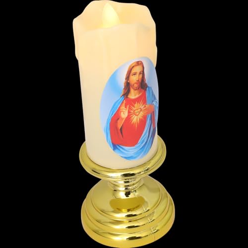 Vela religiosa LED de diseño realista dorado para una oración funcional