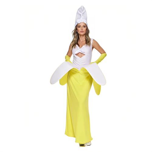 Costume de banane pour femme avec effet pelant jaune rigolo