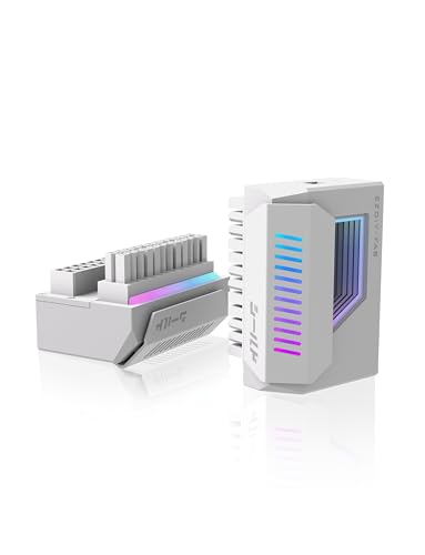 Adaptateur d'angle 24 broches blanc connecteur ATX 180 degres synchronisation ARGB carte mere