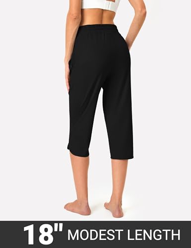 FitsT4 Sports Women's Swim Capris Pants 18" Quick Dry UPF 50+ Beach Modest Swimsuits Bottoms with Mesh Pockets2