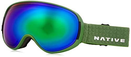 Native Eyewear Sweet Grass Drop Zone Ski-Goggles, Snow Turned Amber Green
