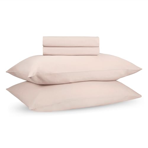 Image of Terra Pink Percale Cotton Cooling Bedsheet Set - 100% Cotton, Soft & Breathable, Bedsheet 106x106 in + Pillow Covers 18x27 in, Premium Bed Linen for All Seasons