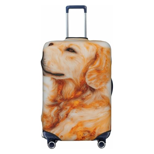 Golden Retriever Dog Gold Marble Elastic Travel Luggage Covers Dustproof Scratch-Resistant Suitcase Protector Fit 22-24 Inch