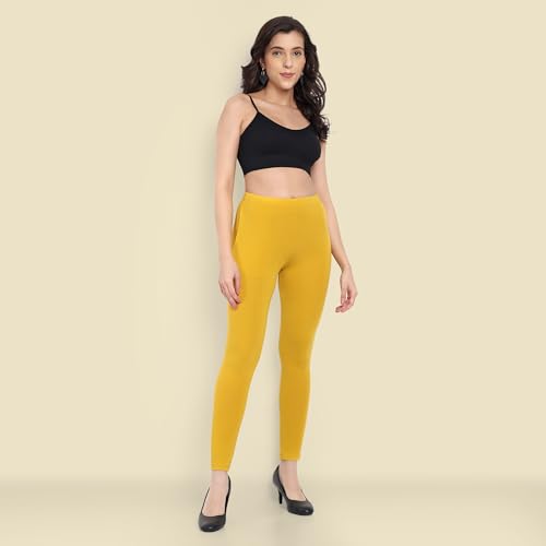 Image of ONE SKY Women Full Length Leggings | Cotton Modal Spandex Blend | High Waist Stretchable & Bio-Washed Fabric | Colour-Lock Technology | Comfortable Leggings for Women