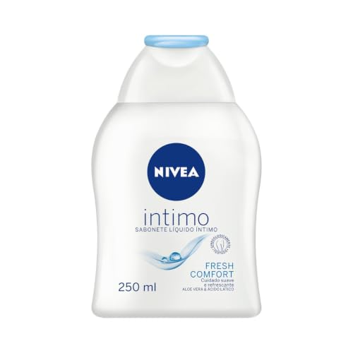 NIVEA Sabonete Líquido Íntimo Fresh Comfort 250ml, Limpeza Suave, Mantém pH Natural, Aloe Vera, Cuidado Refrescante, Uso Diário