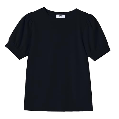 Image of Girls' Puff Sleeve Cotton T-Shirt Cute Summer Tops for Girls