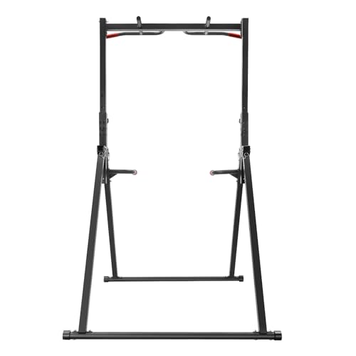 INPAITOO Folding Triangular Pull Up Station, Height Adjustable Multi-Function Tower Foldable Pull Up Bar Station, Home Gym Strength Training Equipment, Freestanding Tower Workout Dip Stand