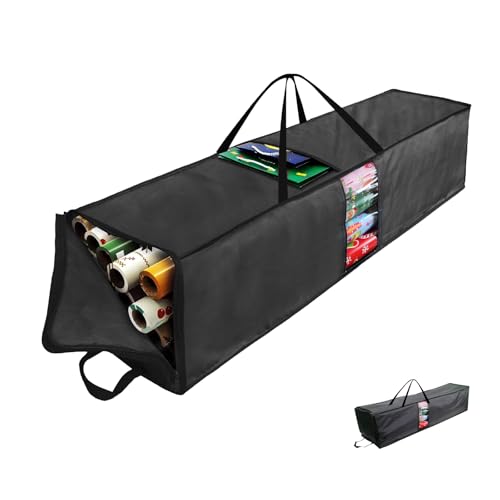 Newbob Wrapping Paper Storage Bag, 41" Gift Wrapping Organizer Storage for Paper Rolls up to 30 Rolls, Heavy Duty Waterproof Gift Wrap Container with PVC & Side Pocket & Handles & Zipper