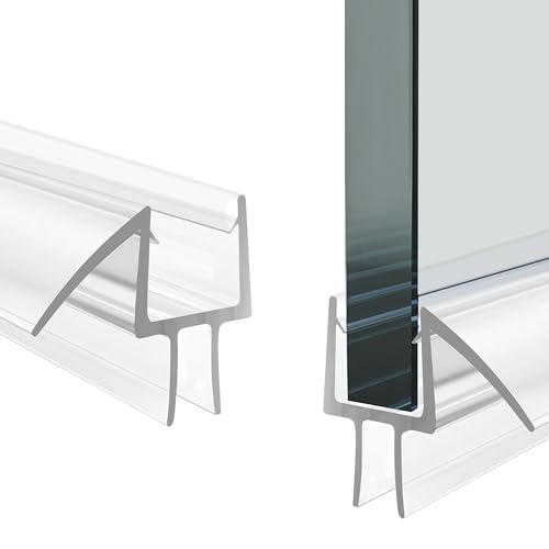 Guarnizione inferiore per porta della doccia senza cornice, confezione da 2, strisce in PVC lunghe 99,1 cm con pinna per porta in vetro spesso 12 mm, vinile trasparente, per evitare perdite d'acqua