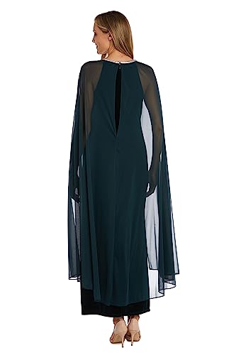 Image of R&M Richards Women's Long Velvet Dress W /Rhinestone Neck & Chiffon Cape