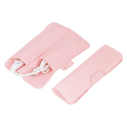 WUFKOP Alfombrilla y Bolsa Térmica de Silicona, para Plancha de Pelo y Rizador, Accesorio Protector y de Viaje para el Hogar (Rosa)