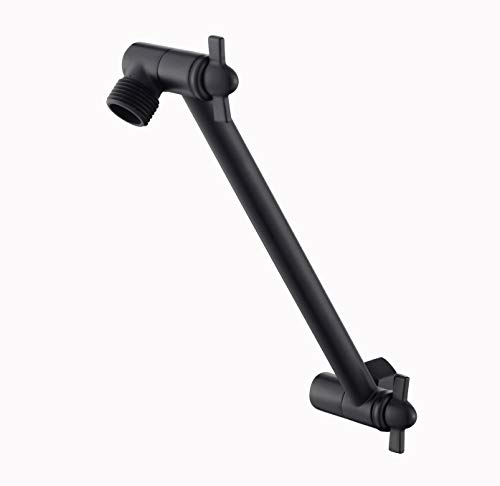 8 Inches Adjustable Shower Head Extension Arm, Brass Shower Arm with Lock joints(8inch, Matte Black)
