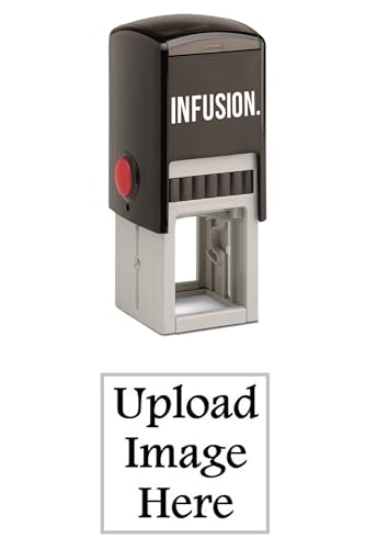 Infusion 1-3/16" x 1-3/16" Custom Self-Inking Rubber Logo Stamp - Large, Square Stamp, Black