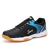 Chaussures de pickleball pour hommes Chaussures de badminton Chaussures de tennis pour hommes Chaussures d’intérieur et d’extérieur Chaussures de court Chaussures de squash Volleyball, Noir/bleu