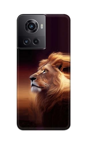 Image of Plastic Printfidaa Printed Hard Back Cover Case For Oneplus 10R 5G 80W | 150W Back Cover (Danger Lion) -112, Multicolor