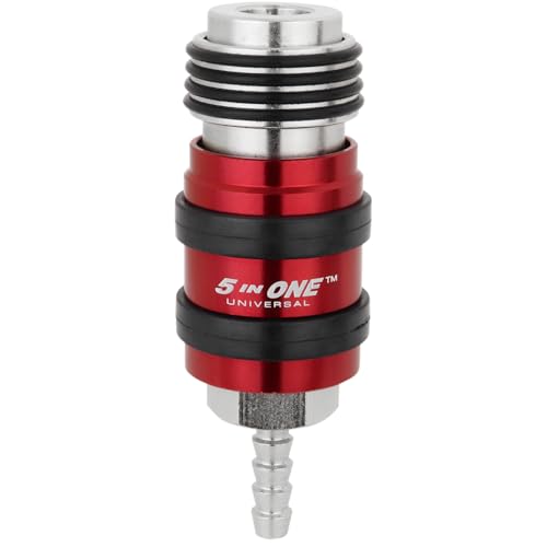 Milton 5 In ONE Universal Safety Exhaust Hose Barb Industrial Coupler, 1/4" ID x 1/4" Flow Body, Box of 5 (1754)