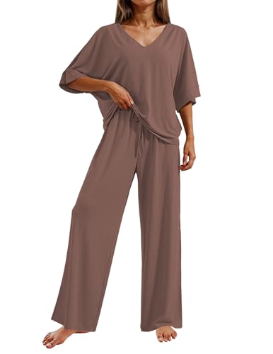 Ekouaer Lounge Sets for Women Casual Short Sleeve Tops and Long Pants Pjs Comfy Soft Pajama Sets...