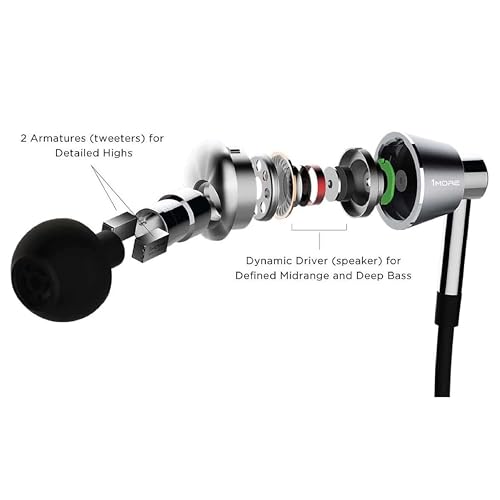 1MORE Triple Driver In-Ear Earphones Hi-Res Headphones with High Resolution, Bass Driven Sound, MEMS Mic, In-Line Remote, High Fidelity for Smartphones/PC/Tablet – Silver
