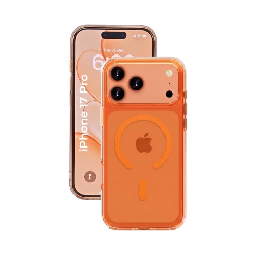 Image of Crystal Orange Magnet Case for iPhone 17 Pro, Premium Polycarbonate, Ultra Strong Magnets, 360 Drop Protection, Raised Camera Protection, MagSafe Compatible