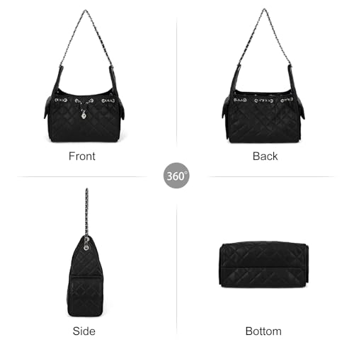 Bolso acolchado para mujer con cadena y correa de cuero miniatura 5