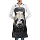BLWSLC Panda en el agua. Un delantal estampado con dobladillo atado con bolsillos, perfecto para chefs, camareros, panaderos y manicuristas