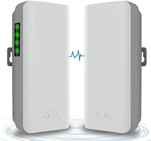 5.8G Wireless Bridge PTMP WiFi PTP Point to Point Long Range Outdoor Wireless Access Point Extender Network CPE 2KM Transmission Distance with 12DBi Antenna 2 LAN 100MBps 24V PoE Power Supply 2 Pack