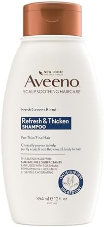 Aveeno Nature's Baby Organics Scalp Soothing Fresh Greens Blend Shampoo For Volume, Thickness And Refresh, Sulfate Free Shampoo, No Dyes Or Parabens, 12 Fl. Oz, 354Ml