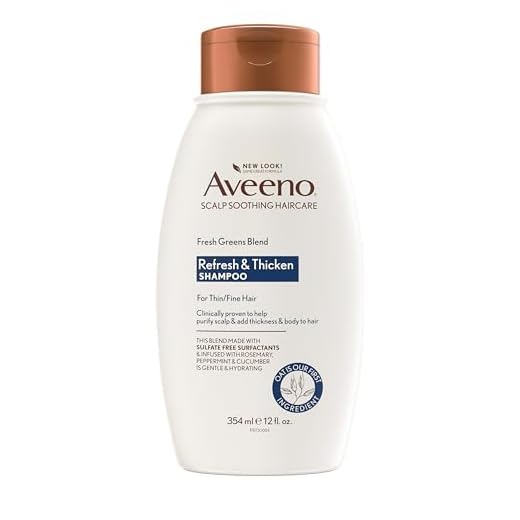 Aveeno, Fresh Greens Blend Sulfate-Free Shampoo with Rosemary, Peppermint & Cucumber to Thicken & Nourish, Clarifying & Volumizing Shampoo for Thin or Fine Hair, Paraben-Free, 12oz
