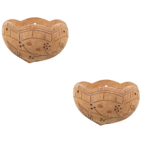 YARNOW 2 Piezas Maceta Pulido Planta Suculento Fibra De Palma De Maceteros Caldero Colgado Hanging Flower Pot Cascara De Brown