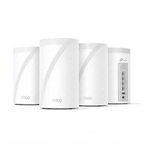 Image of TP-Link Deco 7 Pro BE63 Tri-Band WiFi 7 BE10000 Whole Home Mesh System - 6-Stream 10 Gbps, Covers up to 9,300 sq. ft., 4x2.5G Ports Wired Backhaul, VPN, HomeShield, Free Expert Support (4-Pack)